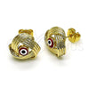 Arete Dormilona 02.213.0423 Oro Laminado, Diseño de Ojo Griego, Esmaltado Rojo, Tono Dorado