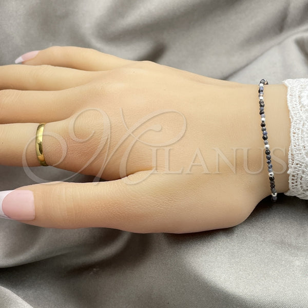 Pulsera Elegante 03.402.0001.5.07 Plata Rodinada, Diseño de Bola, con Cristal Crystal Blue Shade, Pulido, Tono Plateado (Grosor 02 MM, 7 Pulgadas de Largo)
