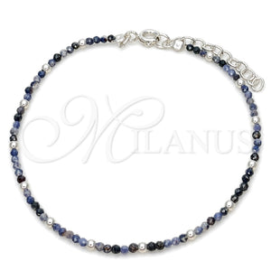 Pulsera Elegante 03.402.0001.5.07 Plata Rodinada, Diseño de Bola, con Cristal Crystal Blue Shade, Pulido, Tono Plateado (Grosor 02 MM, 7 Pulgadas de Largo)