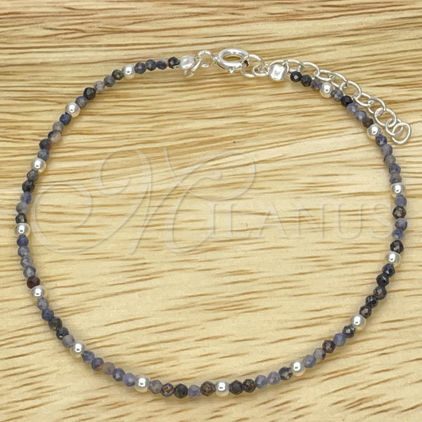 Pulsera Elegante 03.402.0001.5.07 Plata Rodinada, Diseño de Bola, con Cristal Crystal Blue Shade, Pulido, Tono Plateado (Grosor 02 MM, 7 Pulgadas de Largo)