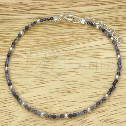 Pulsera Elegante 03.402.0001.5.07 Plata Rodinada, Diseño de Bola, con Cristal Crystal Blue Shade, Pulido, Tono Plateado (Grosor 02 MM, 7 Pulgadas de Largo)