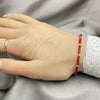 Pulsera Elegante 03.402.0001.6.07 Plata Rodinada, Diseño de Bola, con Cristal Rojo Naranja, Pulido, Tono Plateado (Grosor 02 MM, 7 Pulgadas de Largo)