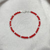 Pulsera Elegante 03.402.0001.6.07 Plata Rodinada, Diseño de Bola, con Cristal Rojo Naranja, Pulido, Tono Plateado (Grosor 02 MM, 7 Pulgadas de Largo)