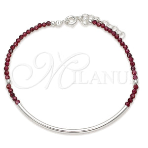 Pulsera Elegante 03.402.0008.07 Plata Rodinada, Diseño de Bola, con Cristal Cyclamen Opal, Pulido, Tono Plateado (Grosor 02 MM, 7 Pulgadas de Largo)