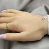 Pulsera Bolo Ajustable 03.402.0010.07 Plata Rodinada, Diseño de Corazón y Bola, con Zirconia Cubica Blanca, Pulido, Tono Plateado (Grosor 02 MM, 7 Pulgadas de Largo)