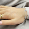 Pulsera Bolo Ajustable 03.402.0011.07 Plata Rodinada, Diseño de Bola, con Zirconia Cubica Blanca, Pulido, Tono Plateado (Grosor 02 MM, 7 Pulgadas de Largo)