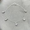 Pulsera Bolo Ajustable 03.402.0011.07 Plata Rodinada, Diseño de Bola, con Zirconia Cubica Blanca, Pulido, Tono Plateado (Grosor 02 MM, 7 Pulgadas de Largo)