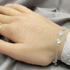 Pulsera Bolo Ajustable 03.402.0012.07 Plata Rodinada, Diseño de Corazón, con Zirconia Cubica Blanca, Pulido, Tono Plateado (Grosor 02 MM, 7 Pulgadas de Largo)