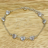 Pulsera Bolo Ajustable 03.402.0012.07 Plata Rodinada, Diseño de Corazón, con Zirconia Cubica Blanca, Pulido, Tono Plateado (Grosor 02 MM, 7 Pulgadas de Largo)