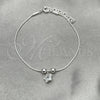 Pulsera Bolo Ajustable 03.402.0013.07 Plata Rodinada, Diseño de Estrella y Bola, Pulido, Tono Plateado (Grosor 02 MM, 7 Pulgadas de Largo)