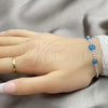 Pulsera Bolo Ajustable 03.402.0016.07 Plata Rodinada, Diseño de Bola y Ojo Griego, con Cristal Topacio Azul, Pulido, Tono Plateado (Grosor 02 MM, 7 Pulgadas de Largo)