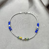 Pulsera Bolo Ajustable 03.402.0027.07 Plata Rodinada, Diseño de Bola y Ojo Griego, con Cristal Topacio Azul, Pulido, Tono Plateado (Grosor 02 MM, 7 Pulgadas de Largo)
