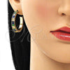 Arete Dormilona 02.64.0642.1 Oro Laminado, Diseño de Baguette, con Multicolor Zirconia Cubica, Pulido, Tono Dorado