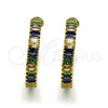 Arete Dormilona 02.64.0642.1 Oro Laminado, Diseño de Baguette, con Multicolor Zirconia Cubica, Pulido, Tono Dorado