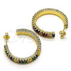 Arete Dormilona 02.64.0642.1 Oro Laminado, Diseño de Baguette, con Multicolor Zirconia Cubica, Pulido, Tono Dorado