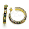 Arete Dormilona 02.64.0642.1 Oro Laminado, Diseño de Baguette, con Multicolor Zirconia Cubica, Pulido, Tono Dorado