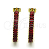 Arete Dormilona 02.64.0642.2 Oro Laminado, Diseño de Baguette, con Granate Zirconia Cubica, Pulido, Tono Dorado