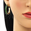 Arete Dormilona 02.64.0642.3 Oro Laminado, con Verde Zirconia Cubica, Pulido, Tono Dorado