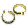 Arete Dormilona 02.64.0642.3 Oro Laminado, con Verde Zirconia Cubica, Pulido, Tono Dorado