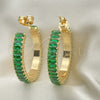 Arete Dormilona 02.64.0642.3 Oro Laminado, con Verde Zirconia Cubica, Pulido, Tono Dorado