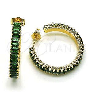 Arete Dormilona 02.64.0642.3 Oro Laminado, con Verde Zirconia Cubica, Pulido, Tono Dorado