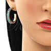 Arete Dormilona 02.64.0642.4 Oro Laminado, Diseño de Baguette, con Topacio Azul Zirconia Cubica, Pulido, Tono Dorado