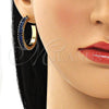 Arete Dormilona 02.64.0642.5 Oro Laminado, Diseño de Baguette, con Zafiro Azul Zirconia Cubica, Pulido, Tono Dorado