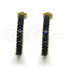 Arete Dormilona 02.64.0642.5 Oro Laminado, Diseño de Baguette, con Zafiro Azul Zirconia Cubica, Pulido, Tono Dorado