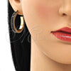 Arete Dormilona 02.64.0642.6 Oro Laminado, Diseño de Baguette, con Negro Zirconia Cubica, Pulido, Tono Dorado