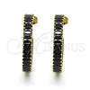 Arete Dormilona 02.64.0642.6 Oro Laminado, Diseño de Baguette, con Negro Zirconia Cubica, Pulido, Tono Dorado