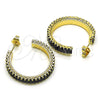 Arete Dormilona 02.64.0642.6 Oro Laminado, Diseño de Baguette, con Negro Zirconia Cubica, Pulido, Tono Dorado