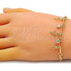 Pulsera de Dije 03.63.2248.08 Oro Laminado, Diseño de Cruz y Paperclip, con Blanca Cristal, Pulido, Tono Dorado (03 MM Thickness, 8 Inches Length)