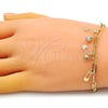 Pulsera de Dije 03.63.2249.08 Oro Laminado, Diseño de Mariner y Paperclip, con Blanca Cristal, Pulido, Tono Dorado (03 MM Thickness, 8 Inches Length)