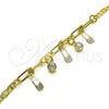 Pulsera de Dije 03.63.2249.08 Oro Laminado, Diseño de Mariner y Paperclip, con Blanca Cristal, Pulido, Tono Dorado (03 MM Thickness, 8 Inches Length)