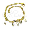 Pulsera de Dije 03.63.2249.08 Oro Laminado, Diseño de Mariner y Paperclip, con Blanca Cristal, Pulido, Tono Dorado (03 MM Thickness, 8 Inches Length)
