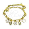 Pulsera de Dije 03.63.2250.08 Oro Laminado, Diseño de Mariposa y Paperclip, con Blanca Cristal, Pulido, Tono Dorado (03 MM Thickness, 8 Inches Length)