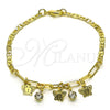 Pulsera de Dije 03.63.2250.08 Oro Laminado, Diseño de Mariposa y Paperclip, con Blanca Cristal, Pulido, Tono Dorado (03 MM Thickness, 8 Inches Length)