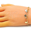 Pulsera de Dije 03.63.2252.08 Oro Laminado, Diseño de Corazón y Paperclip, con Blanca Cristal, Pulido, Tono Dorado (03 MM Thickness, 8 Inches Length)