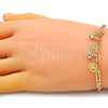 Pulsera de Dije 03.63.2253.08 Oro Laminado, Diseño de Corazón y Flor, con Blanca Cristal, Pulido, Tono Dorado (03 MM Thickness, 8 Inches Length)