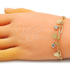 Pulsera de Dije 03.63.2256.08 Oro Laminado, Diseño de Corona y Paperclip, con Blanca Cristal, Pulido, Tono Dorado (03 MM Thickness, 8 Inches Length)