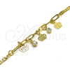 Pulsera de Dije 03.63.2256.08 Oro Laminado, Diseño de Corona y Paperclip, con Blanca Cristal, Pulido, Tono Dorado (03 MM Thickness, 8 Inches Length)