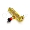 Broche Básico 13.185.0001 Oro Laminado, Diseño de Con Nombre, con Cristal Negro y Rojo Naranja, Pulido, Tono Dorado