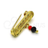 Broche Básico 13.185.0001 Oro Laminado, Diseño de Con Nombre, con Cristal Negro y Rojo Naranja, Pulido, Tono Dorado