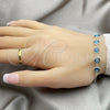 Pulsera Elegante 03.401.0004.07 Plata Rodinada, Diseño de Ojo Griego, con Cristal Topacio Azul, Pulido, Tono Plateado (Grosor 02 MM, 7 Pulgadas de Largo)