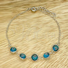 Pulsera Elegante 03.401.0004.07 Plata Rodinada, Diseño de Ojo Griego, con Cristal Topacio Azul, Pulido, Tono Plateado (Grosor 02 MM, 7 Pulgadas de Largo)