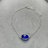 Pulsera Elegante 03.401.0008.07 Plata Rodinada, Diseño de Ojo Griego, con Cristal Blue Shade, Pulido, Tono Plateado (Grosor 02 MM, 7 Pulgadas de Largo)