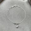 Pulsera Elegante 03.401.0009.07 Plata Rodinada, Diseño de Bola, con Zirconia Cubica Blanca, Pulido, Tono Plateado (Grosor 04 MM, 7 Pulgadas de Largo)