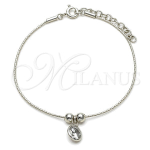 Pulsera Elegante 03.401.0009.07 Plata Rodinada, Diseño de Bola, con Zirconia Cubica Blanca, Pulido, Tono Plateado (Grosor 04 MM, 7 Pulgadas de Largo)
