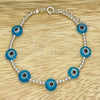 Pulsera Elegante 03.401.0013.07 Plata Rodinada, Diseño de Bola y Ojo Griego, con Cristal Turquoise, Pulido, Tono Plateado (Grosor 02 MM, 7 Pulgadas de Largo)