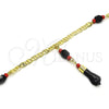 Gargantilla Elegante 03.63.1812.18 Oro Laminado, Diseño de Mano de Figa y Mariner, con Negro and Rojo Naranja Cristal, Pulido, Tono Dorado (04 MM Thickness, 18 Inches Length)